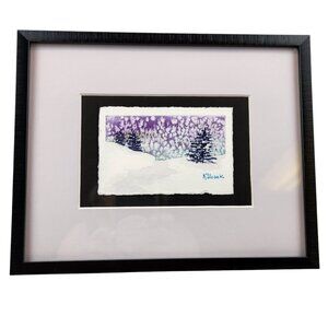 Vintage Winter Watercolor – Framed Snow Scene 8X10 - Signed - Christmas Holiday